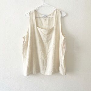 NEW Gilli Linen Blend Blouse Cream Beige‎ Size 2x